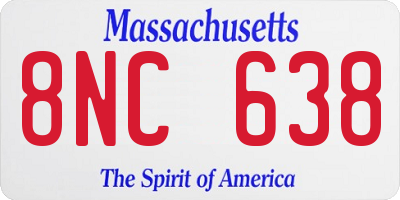 MA license plate 8NC638