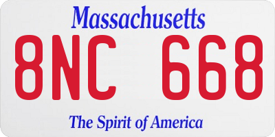 MA license plate 8NC668