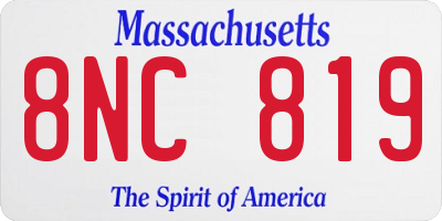 MA license plate 8NC819