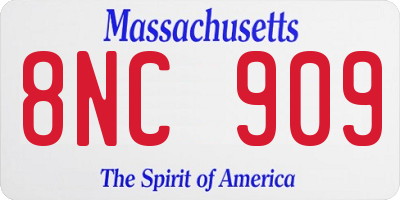MA license plate 8NC909