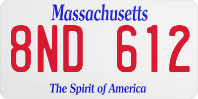 MA license plate 8ND612