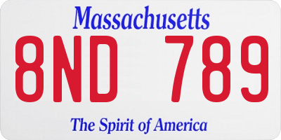 MA license plate 8ND789