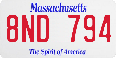 MA license plate 8ND794