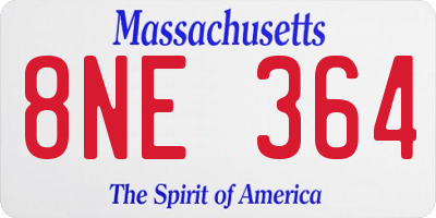 MA license plate 8NE364
