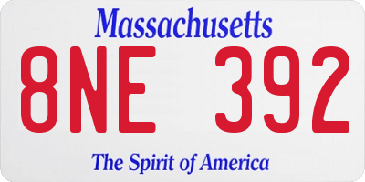 MA license plate 8NE392