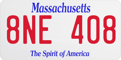 MA license plate 8NE408