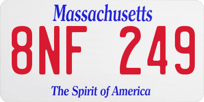 MA license plate 8NF249