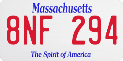 MA license plate 8NF294