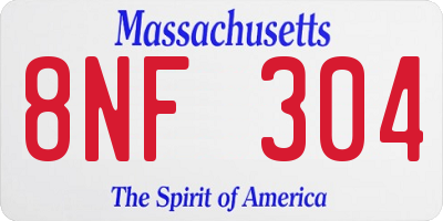 MA license plate 8NF304