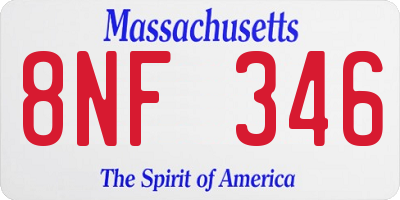 MA license plate 8NF346