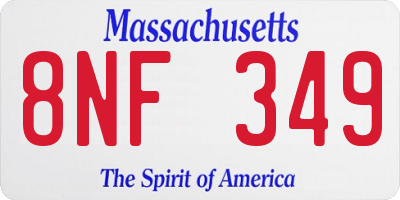 MA license plate 8NF349