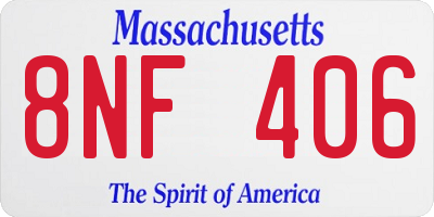 MA license plate 8NF406