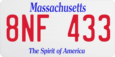 MA license plate 8NF433