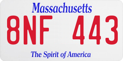 MA license plate 8NF443