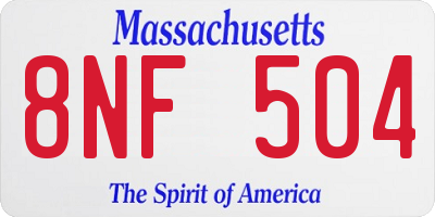 MA license plate 8NF504