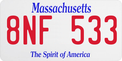 MA license plate 8NF533