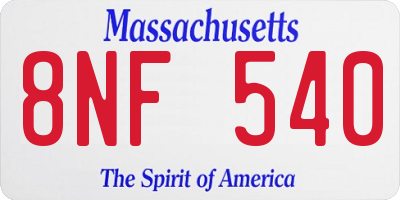 MA license plate 8NF540
