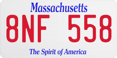MA license plate 8NF558