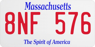 MA license plate 8NF576
