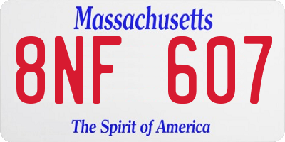 MA license plate 8NF607