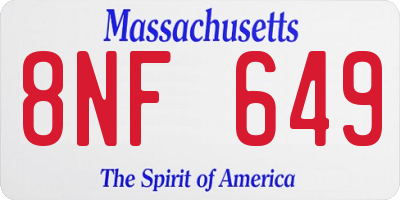 MA license plate 8NF649
