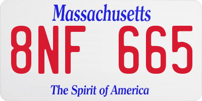 MA license plate 8NF665