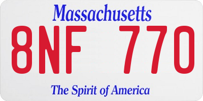 MA license plate 8NF770