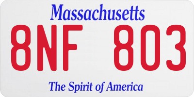 MA license plate 8NF803