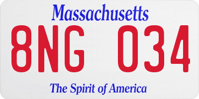 MA license plate 8NG034