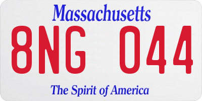 MA license plate 8NG044