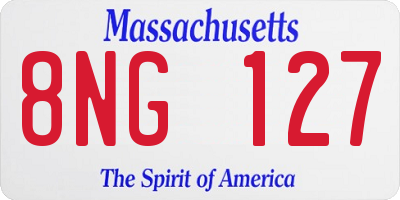 MA license plate 8NG127