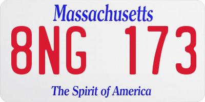 MA license plate 8NG173