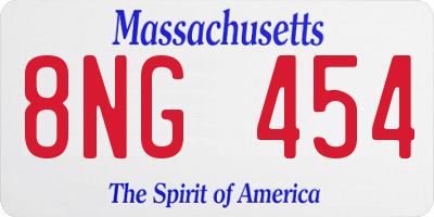 MA license plate 8NG454