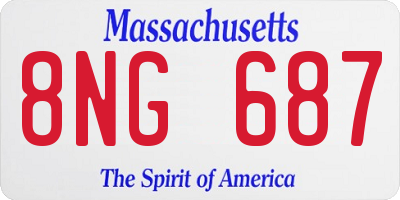 MA license plate 8NG687