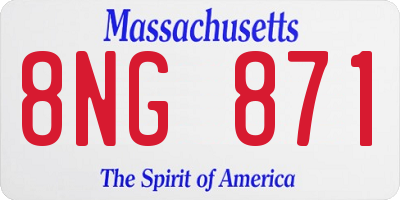 MA license plate 8NG871