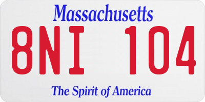 MA license plate 8NI104