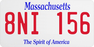 MA license plate 8NI156