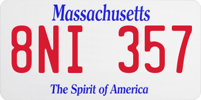 MA license plate 8NI357