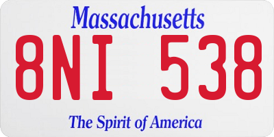 MA license plate 8NI538