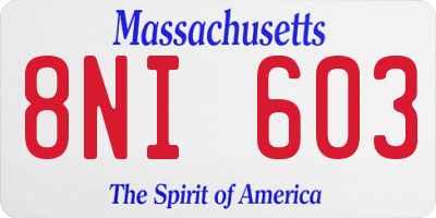 MA license plate 8NI603