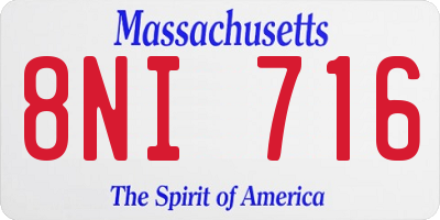 MA license plate 8NI716