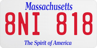 MA license plate 8NI818
