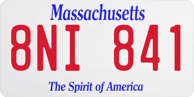 MA license plate 8NI841