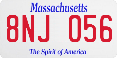 MA license plate 8NJ056