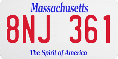 MA license plate 8NJ361