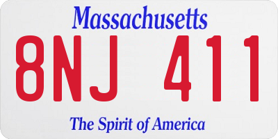 MA license plate 8NJ411