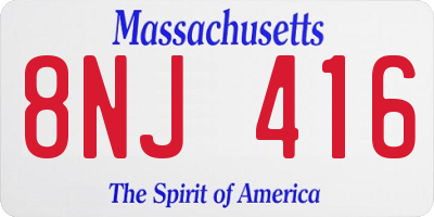 MA license plate 8NJ416
