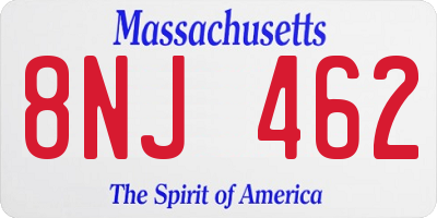 MA license plate 8NJ462