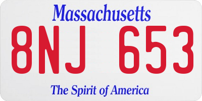 MA license plate 8NJ653