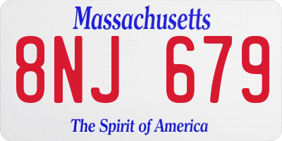 MA license plate 8NJ679